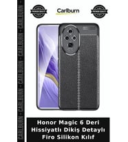Honor Magic 6 Deri Hissiyatlı Dikiş Detaylı Firo Silikon Kılıf Telefon Örtüsü Aksesuar