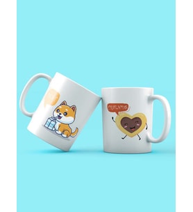 Best Friends Süt Kurabiye Tasarım 2'li Kupa Seti (Beyaz)