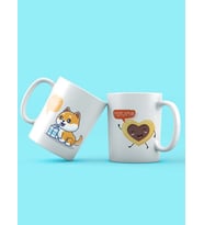 Best Friends Süt Kurabiye Tasarım 2'li Kupa Seti (Beyaz)