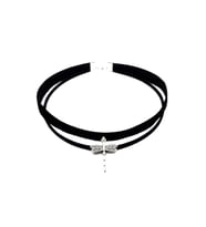 Gümüş Renk Yusufcuk Siyah Kadife -süet Kadın Choker Tasma Kolye