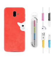 Samsung J6 Plus J7 Prime J7 Pro M20 Kılıf Kablo Koruma Spiral Silikon Kedoş 1735