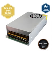 Peace B2883 12V 30A Fanlı Kalın Metal Kasa Adaptör 360W DC Trafo