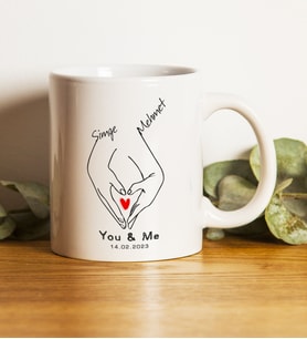 Valantines Gift Couple Hand Kişiselleştirilebilir 14 Şubat Sevgililer Günü Hediye Kupa Bardak / Mug