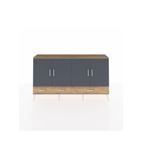 Arges Konsol 6 Raflı 3 Çekmeceli 4 Kapaklı 176x30x99 Çam-Antrasit/Çam