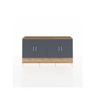 Arges Konsol 6 Raflı 3 Çekmeceli 4 Kapaklı 176x30x99 Çam-Antrasit/Çam