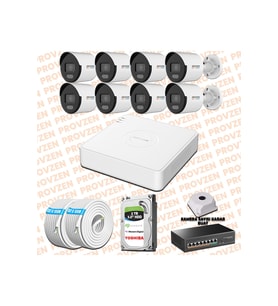 Provzen Hikvision 8 IP 4MP ColorVu Mikrofonlu Güvenlik Kamerası Olay Anında bildirim