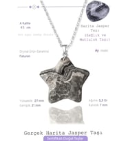 Sertifikalı Yıldız Model Gerçek Harita Desenli Jasper Taşı Kolye (Çok Renkli)