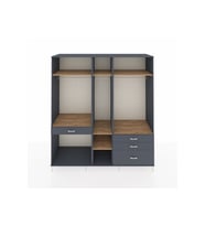 Kronos Dolap 7 Raflı 4 Çekmeceli 3 Askılı 220x59x243 Antrasit-Çam/Antrasit