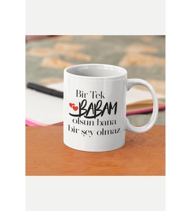 Bir Tek Babam Olsun Yazılı Babalar Günü Kupa Bardak (Beyaz)