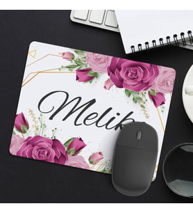 Kişiye Özel Kadına Hediye Gül Desenli İsimli Mousepad