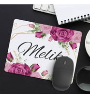 Kişiye Özel Kadına Hediye Gül Desenli İsimli Mousepad