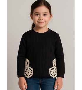 Kız Çocuk Motif İşlemeli Bluz