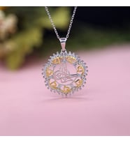 Beyaz Taşlı Kalpli Osmanlı Tuğralı Gümüş Kolye