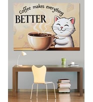 Coffee Makes Everything Better Yazısı Dekoratif Kanvas - Mdf Ahşap Tablo