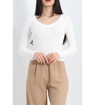Kaşkorse V Yaka Body Ekru - 19350.1567.