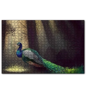Cakapuzzle Ormandaki Yalnız Tavuskuşu ve Ağaçlar Puzzle Yapboz MDF (Ahşap) (120 Parça)