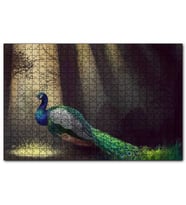 Cakapuzzle Ormandaki Yalnız Tavuskuşu ve Ağaçlar  Puzzle Yapboz MDF (Ahşap) (120 Parça)