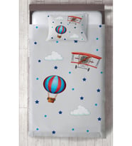 MEKTA HOME BEBEK VE ÇOCUK ODASI Uçak ve Uçan Balon Desenli Yatak Örtüsü