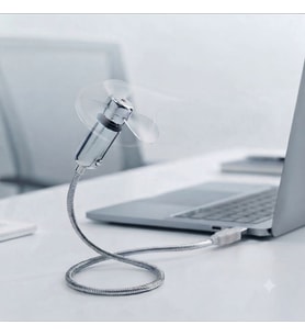 USB LED Işıklı Mini Vantilatör Esnek Metal Gövde Masa Fanı Laptop, Powerbank ve Adaptör Uyumlu-SL-UF02