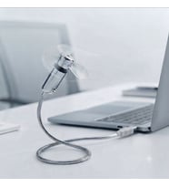 USB LED Işıklı Mini Vantilatör Esnek Metal Gövde Masa Fanı Laptop, Powerbank ve Adaptör Uyumlu-SL-UF02