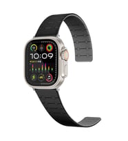 Apple Watch 44/45/46/49mm Kordon Şerit Çizgi İnce Dizayn Magnetik Strap 111 2/3/ (Siyah)