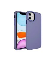 Apple iPhone 11 Uyumlu Kılıf Metal Çerçeve ve Buton Tasarımlı Silikon Zore Luna Kapak (Koyu Lila)