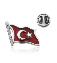 925 Ayar Gümüş Türk Bayrağı Rozet