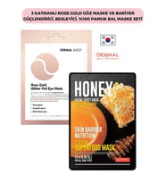 3 Katmanlı Rose Gold Göz Maske ve Bariyer Güçlendirici, Besleyici, %100 Pamuk Bal Maske Seti