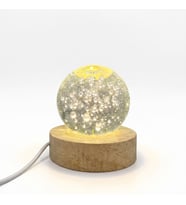 Baloncuk Temalı Cam Küre 3D Işıklı Gece Lambası - Ahşap Standlı