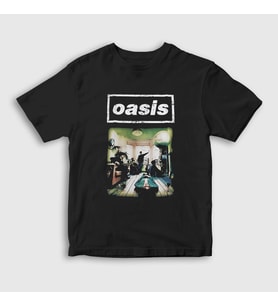 Presmono Unisex Çocuk Siyah Room Müzik Oasis T-Shirt 513598tt