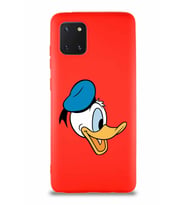 Samsung Galaxy Note 10 Lite Soft Premier Kapak Donald Duck-F Tasarımlı Silikon Kılıf - Kırmızı (Şeffaf)