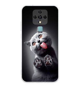 PrintiFy Tecno Camon 16 ile Uyumlu 1mm Slim Fit Kedi 2 050c Baskılı Şeffaf  Kılıf