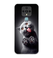 PrintiFy Tecno Camon 16 ile Uyumlu 1mm Slim Fit Kedi 2 050c Baskılı Şeffaf  Kılıf