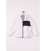 Monox Çocuk Lastik Manşetli Fermuarlı Unisex Kuzu Wellsoft Peluş Ceket (Beyaz)