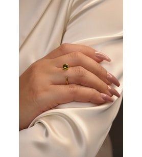 Kadir Jewellery 22 Ayar Altın Kaplama Zirkon Taşlı Ayarlanabilir Kadın Minimal Yüzük