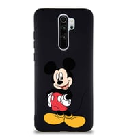 Xiaomi Redmi Note 8 Pro Soft Premier Kapak Mickey Mouse-E Tasarımlı Silikon Kılıf - Siyah (Şeffaf)