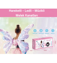 Led Işıklı Hareketli  Melek Kanatları - Müzikli Peri Kanatları - Parti Doğum Günü Pembe