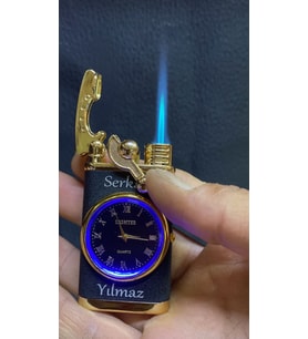 Kişiye Özel Yazılı Saatli Rüzgar Çakmağı - En Güzel Hediye
