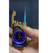 Kişiye Özel Yazılı Saatli Rüzgar Çakmağı - En Güzel Hediye