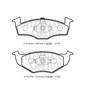 VOLKSWAGEN POLO- CLASSIC- 96/01; ÖN FREN BALATASI (DİSK) (141,6X50X18,80/141,6X47,4X18,80) (BRAMAX)