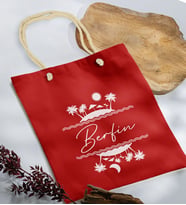 BK Gift Kişiye Özel Yaz Temalı İsimli Kırmızı Halat Saplı Kumaş Plaj Çantası -1, Baskılı Omuz Çantası, Alışveriş Çantası, Arkadaşa Hediye, Sevgiliye Hediye