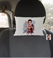 BK Gift Kişiye Özel Kahraman Babam Karikatürlü Dikdörtgen Araç Koltuk Yastığı-1