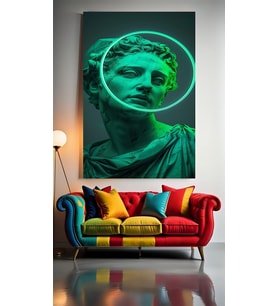 NEON TONLARDA HEYKEL V12 Ev Duvar Salon Güzellik Salonu Ofis Dükkan Dekarasyon Kanvas Tablo (Çok Renkli)