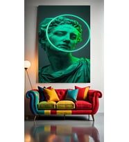NEON TONLARDA HEYKEL V12 Ev Duvar Salon Güzellik Salonu Ofis Dükkan Dekarasyon Kanvas Tablo (Çok Renkli)