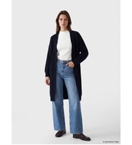LCW Modest Lacivert Şal Yaka Oversize Kadın Triko Hırka