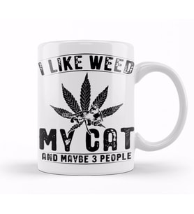 Weed Stoner Cat Owner Kupa Bardak Porselen