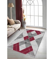 Kırmızı Geometrik Kaymaz Tabanlı Dekoratif Halı DD06 - 100 x 160 cm