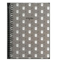 PAPİRÜS MİYAV/HAV HAV MIX SERT KAPAK SPİRALLİ 16X23 120YP. ÇİZGİSİZ DEFTER - TEKLİ