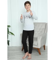 Erkek Çocuk Penye Pijama Takım Gri