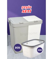 İkili Beyaz-Gri Çeyiz ve Çamaşır Sepeti Seti